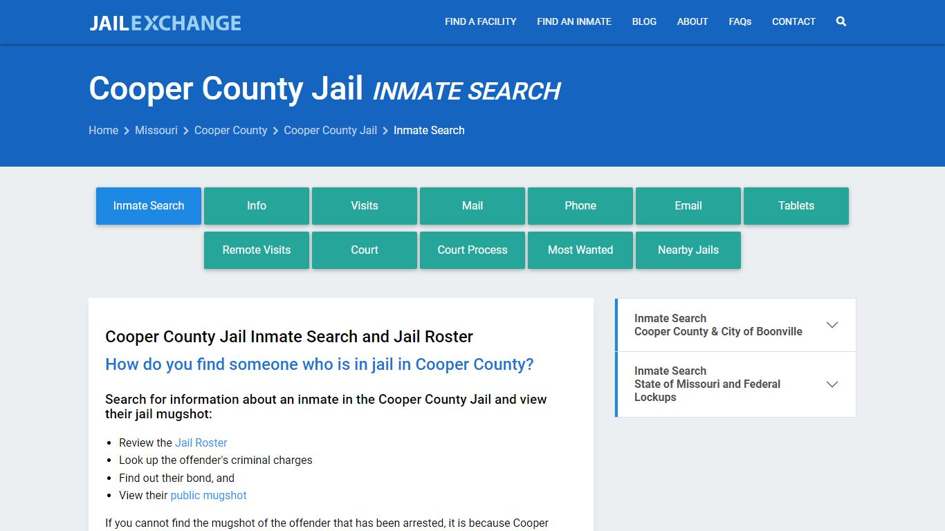 Inmate Search: Roster & Mugshots - Cooper County Jail, MO