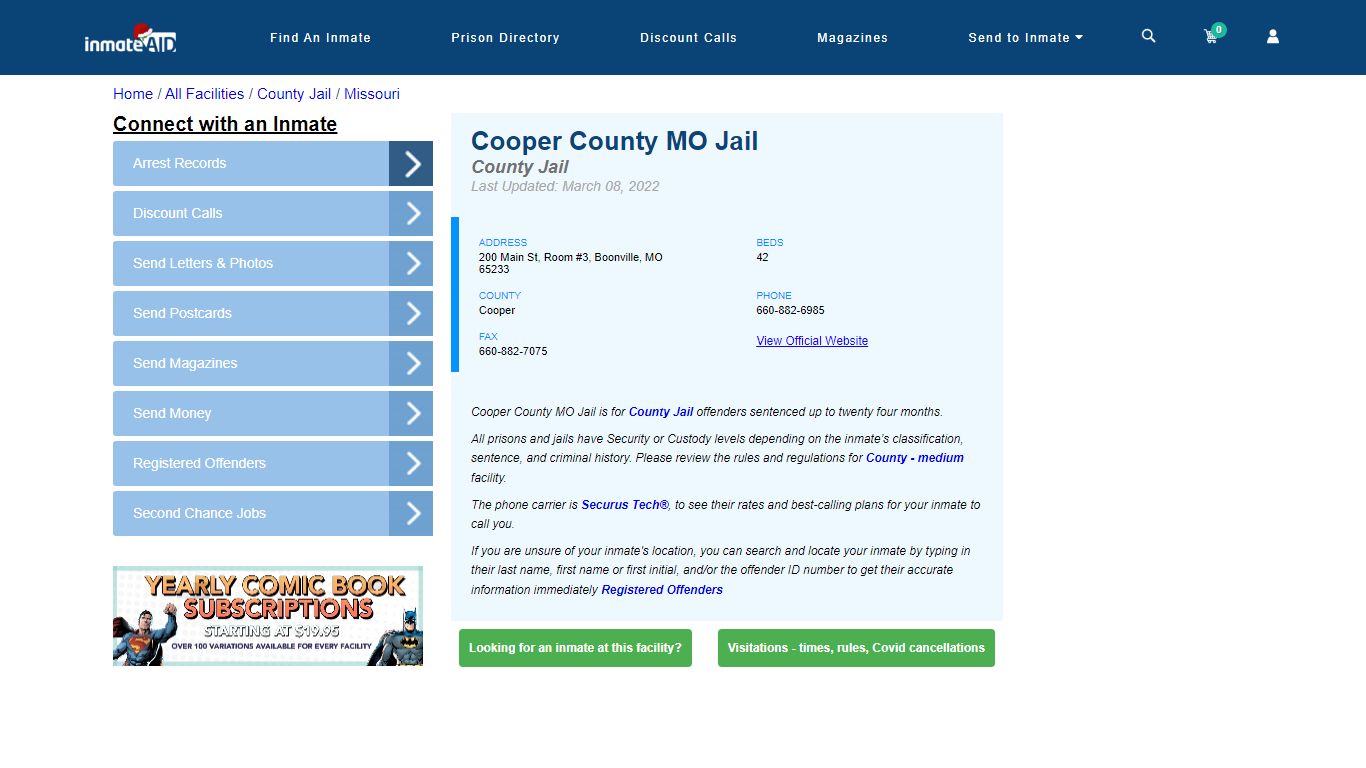 Cooper County MO Jail - Inmate Locator - Boonville, MO